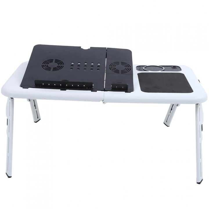 Маса за лаптоп Zola, Сгъваема, 2 вентилатора, 56x31,5 см, Бял