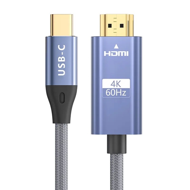 HDMI USB C кабел RikBo, 4K, 60Hz, 2 м USB 3.1 USB C към HDMI