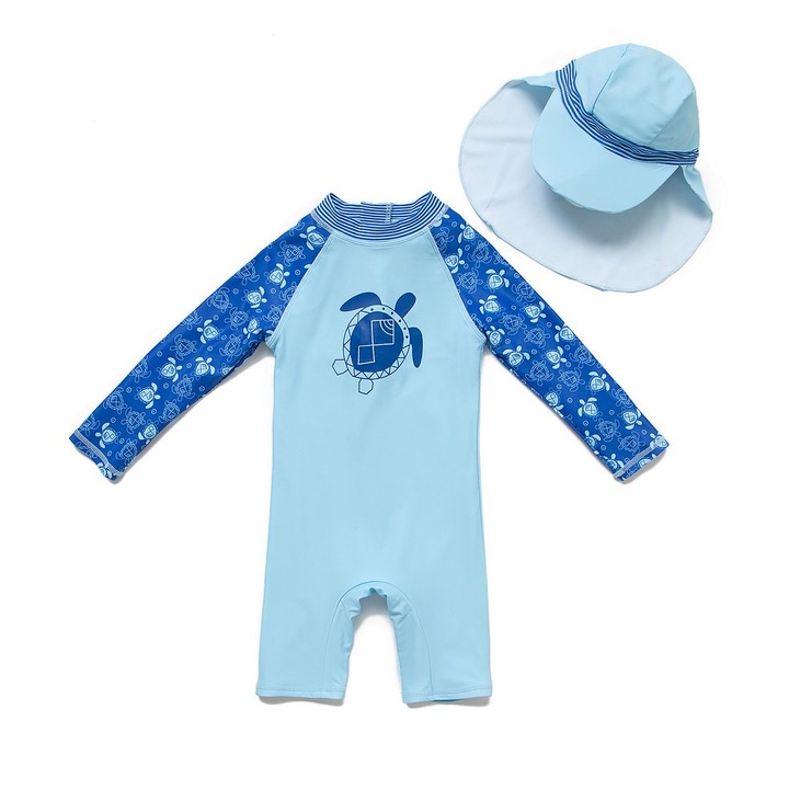Costum de baie pentru bebelusi UPF 50+, Bonverano, Poliester, Albastru, 98 cm