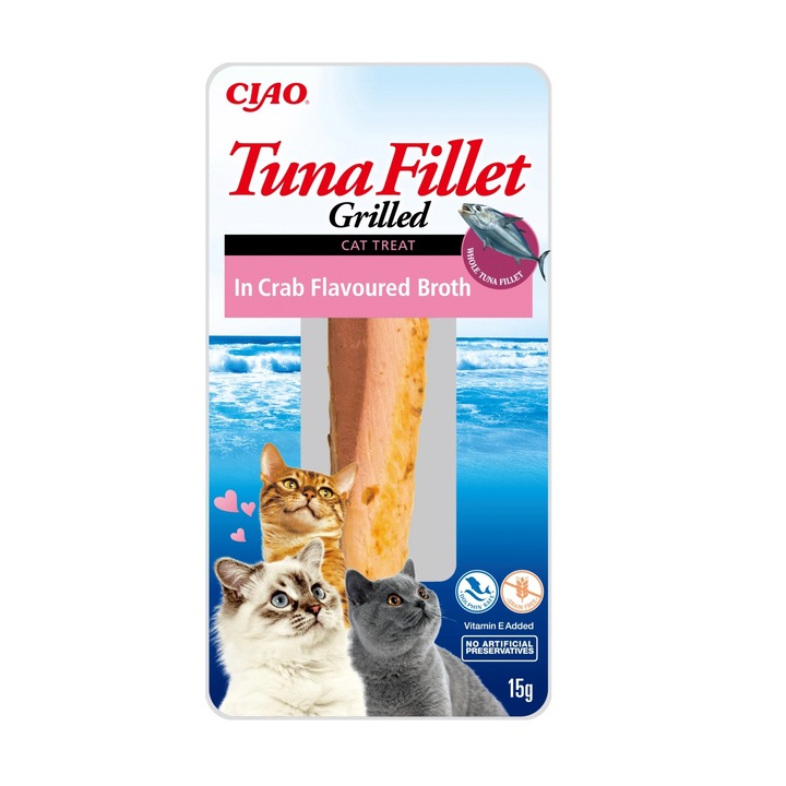 Hrana pentru pisici, Inaba Ciao, File de Ton la Gratar in Supa cu Aroma de Crab, 15g