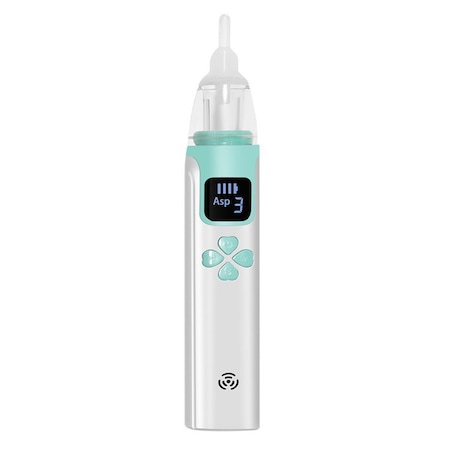 Aspirator nazal electric At Performance, pentru bebelusi si copii, silentios, 3 Trepte de Aspirare, Functie de Muzica, Portabil, cu Incarcare USB, Baterie reincarcabila, Alb/ Verde