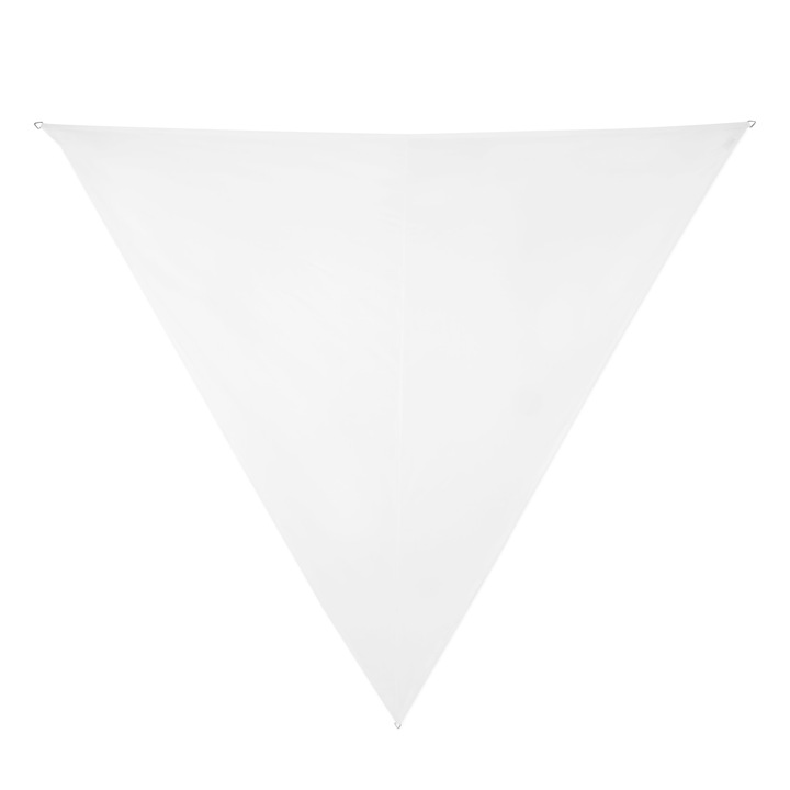 Árnyékvitorla Háromszög, VONROC, GS505XX_WHITE, Premium, 360 cm, vízálló, vastag poliészterből (180 g/m2) készült, maximális védelem UV sugárzás ellen, acél rögzítőgyűrűk, dupla varrott varrások, fehér