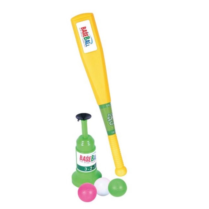 Комплект за бейзбол, включващ бухалка, 3 топки и база за хвърляне, за деца, 5 части