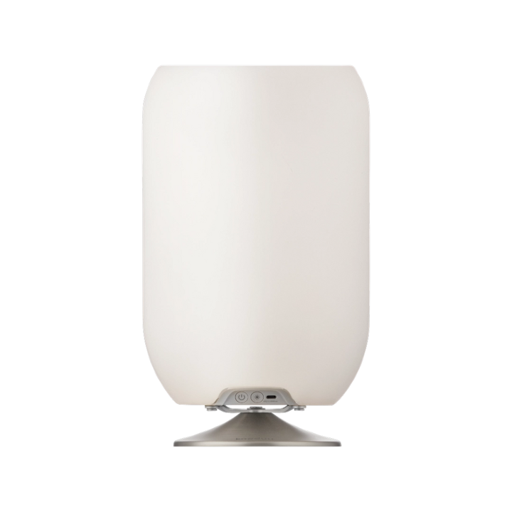 Boxa Portabila Bluetooth 3in1, Frapiera, Lampa LED reglabila 4 intensitati, TWS, 10 ore redare, pentru Terase, Piscine, Gradina, suport pentru bauturi, plante, USB-C, 10 W, Kooduu Atmos – Brushed Silver