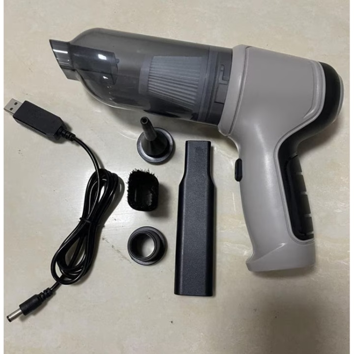 Aspirator portabil At Performance, pentru masina cu baterie litiu 2000mAh, fara fir, de mare putere, aspirare umeda si uscata, aspirare si suflare, 120w, gri