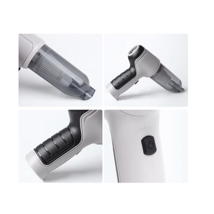 Aspirator portabil At Performance, pentru masina cu baterie litiu 2000mAh, fara fir, de mare putere, aspirare umeda si uscata, aspirare si suflare, 120w, gri