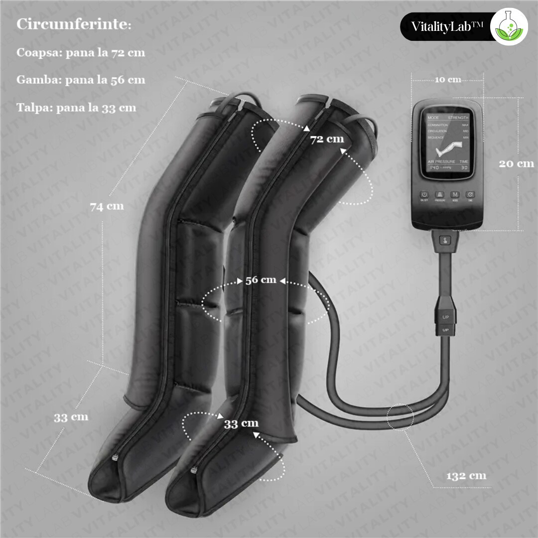 Масажор за крака Vitality Lab, за лимфен дренаж, 8 камери за въздушна ...