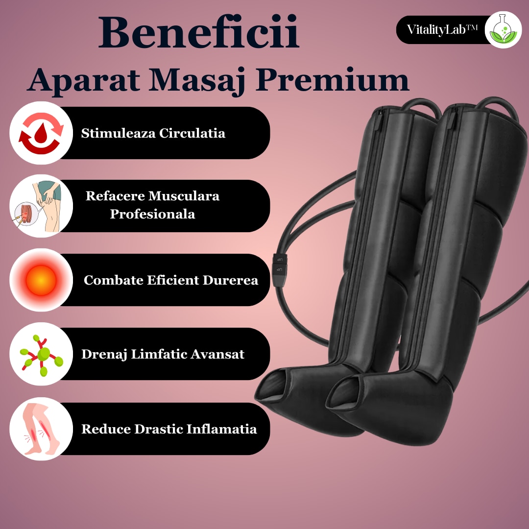 Aparat masaj picioare premium Vitality Lab™, masaj terapeutic, drenaj ...