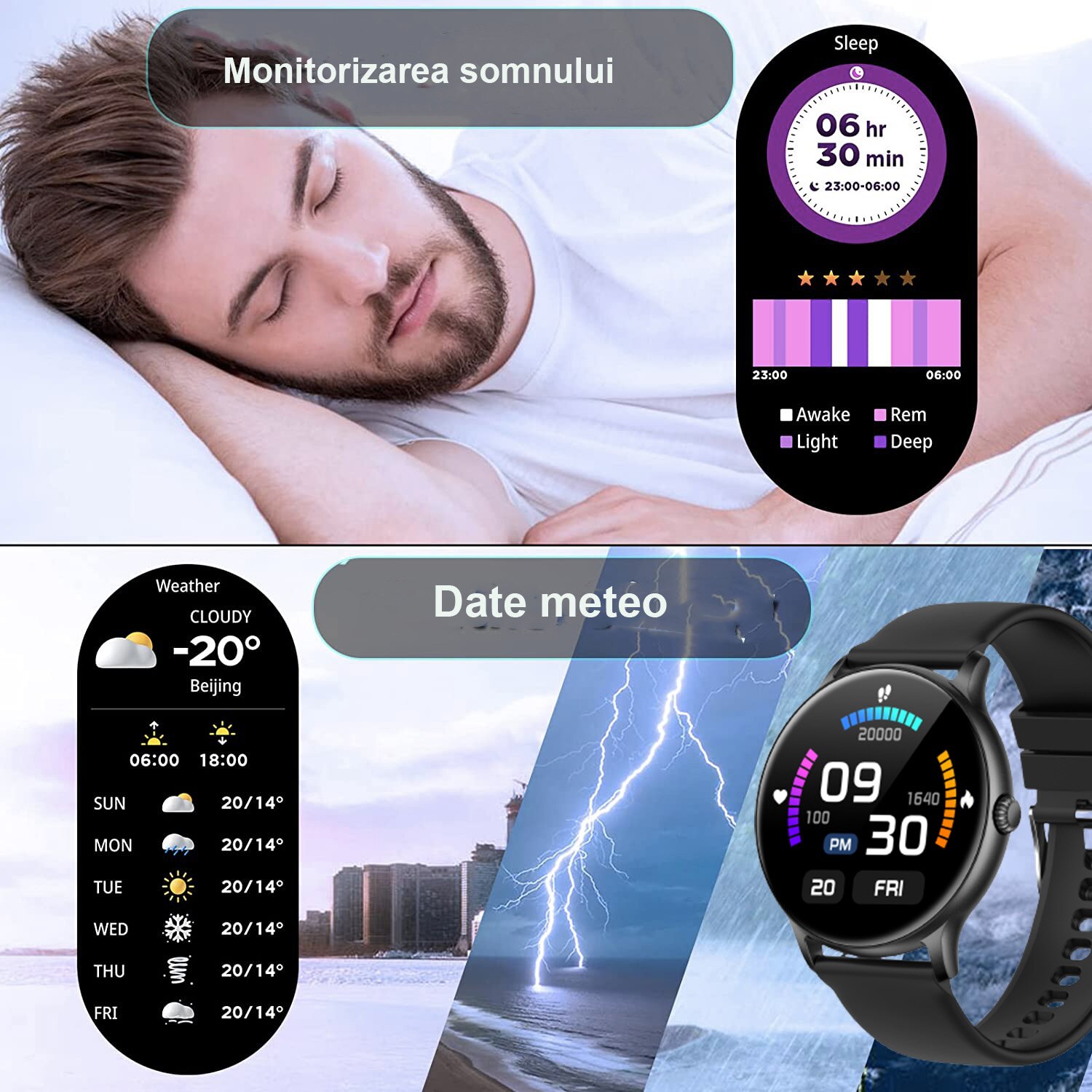 Ceas Smartwatch si Bratara Fitness Mavio®, model Z12 Pro, Apelare