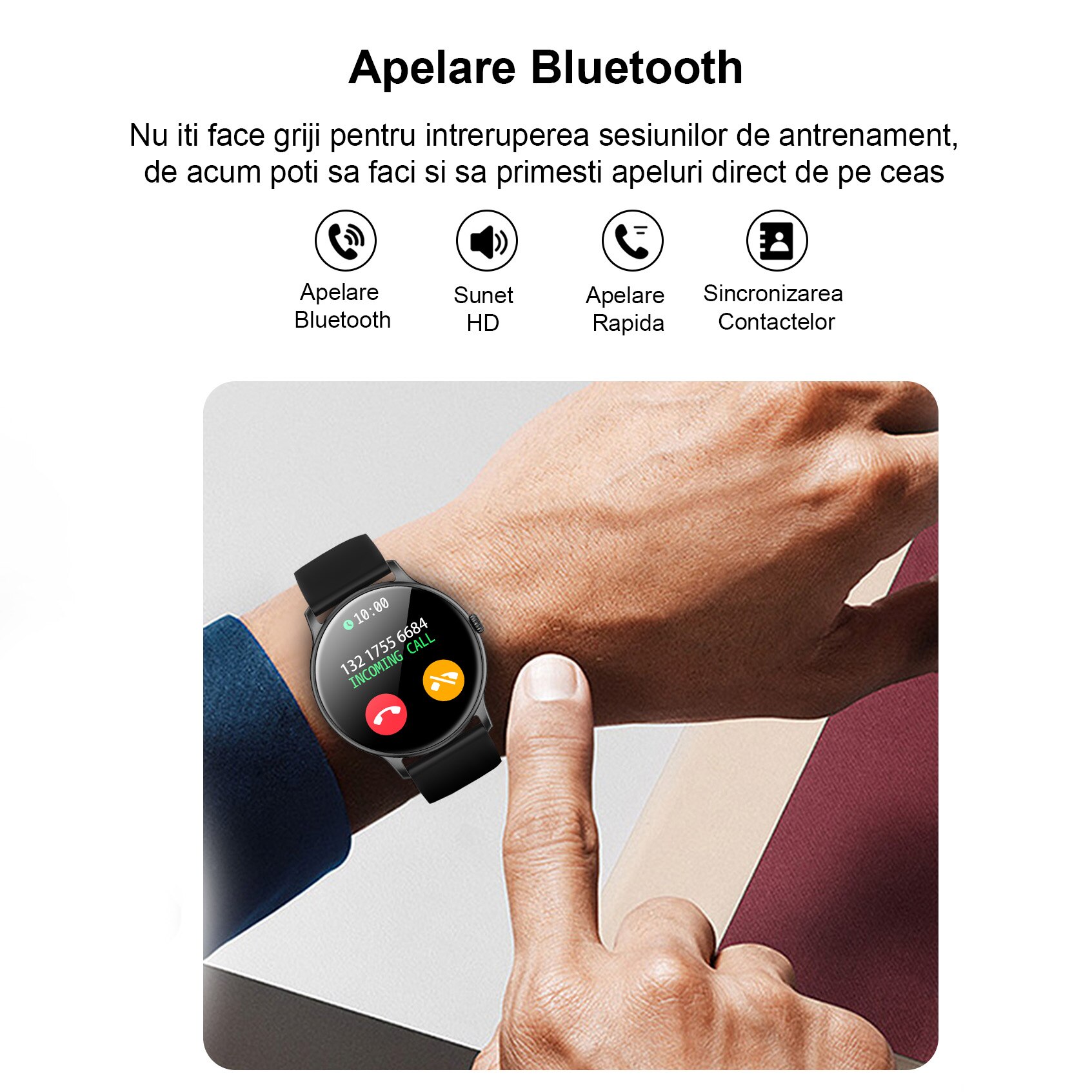 Ceas Smartwatch si Bratara Fitness Mavio®, model Z12 Pro, Apelare