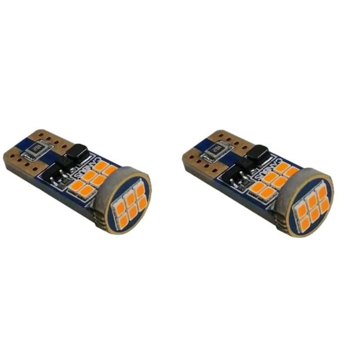 Комплект от 2 LED Auto крушки T10 AutoREY® Premium Canbus W5W UltraBright за позициониране, плафониери, багажник, оранжева светлина 3000K без грешки на борда
