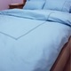 Единичен бродиран комплект спално бельо, Casa Bucuriei, модел Simple lines, 4 части, син, 100% памук, чаршаф с размери 180/270 см и плик за завивка 150/220 см