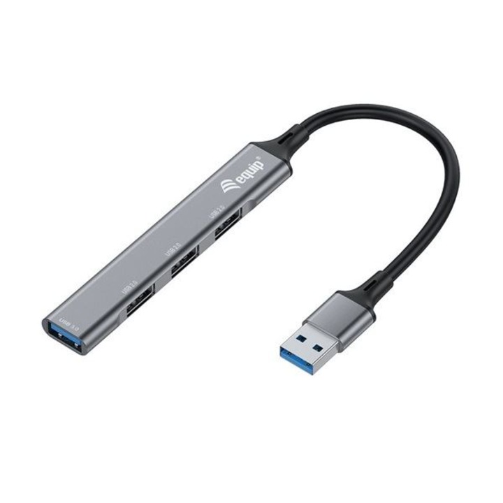 Хъб, оборудване, USB 3.2 Gen 1, тип A, 5000 Mbit/s, сив