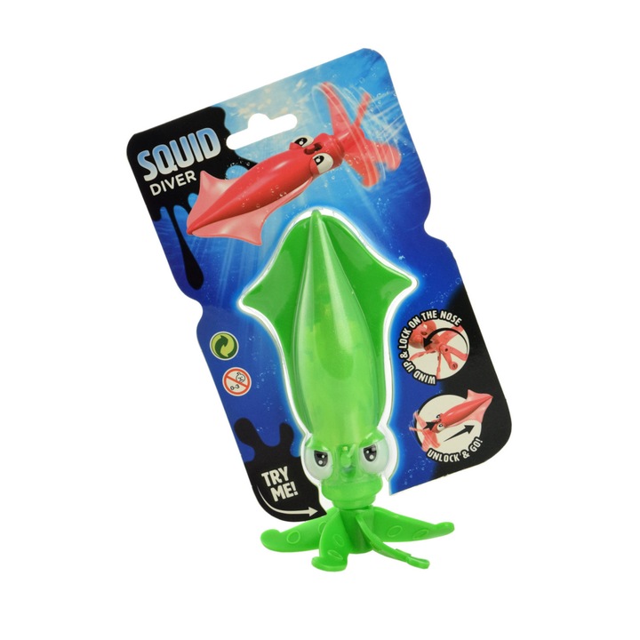 Aqua Fun felhúzós tintahal fürdőjáték – 15 cm, zöld
