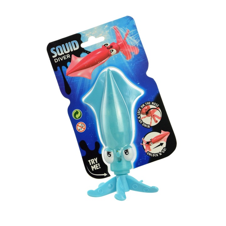 Aqua Fun felhúzós tintahal fürdőjáték – 15 cm, kék