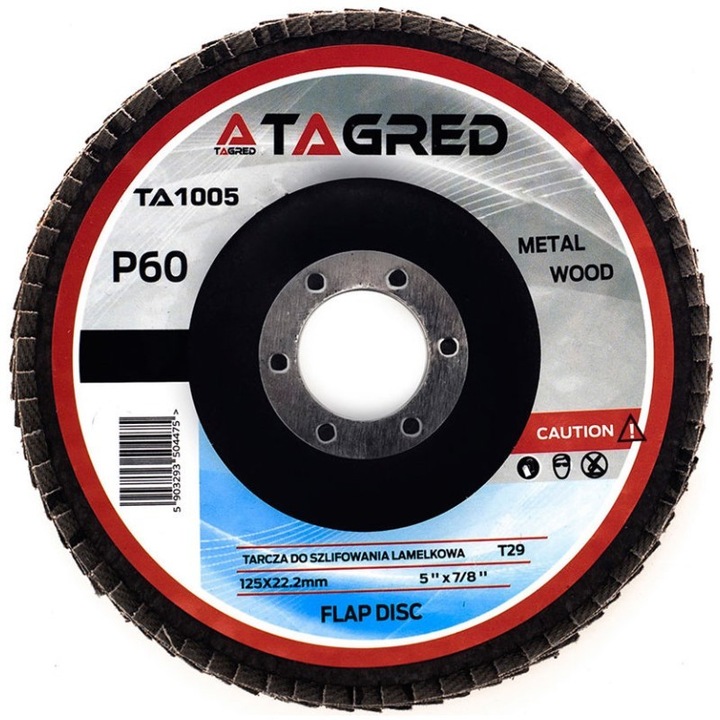 Disc lamelar pentru slefuit, Tagred, pentru metal si lemn, 125 mm x 22.2m, P60