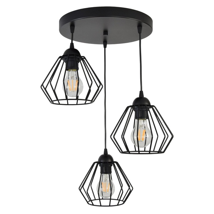 Corp de iluminat suspendat ADVITI Waya AD-LD-6264BE27M, E27, 3 x 60W, negru