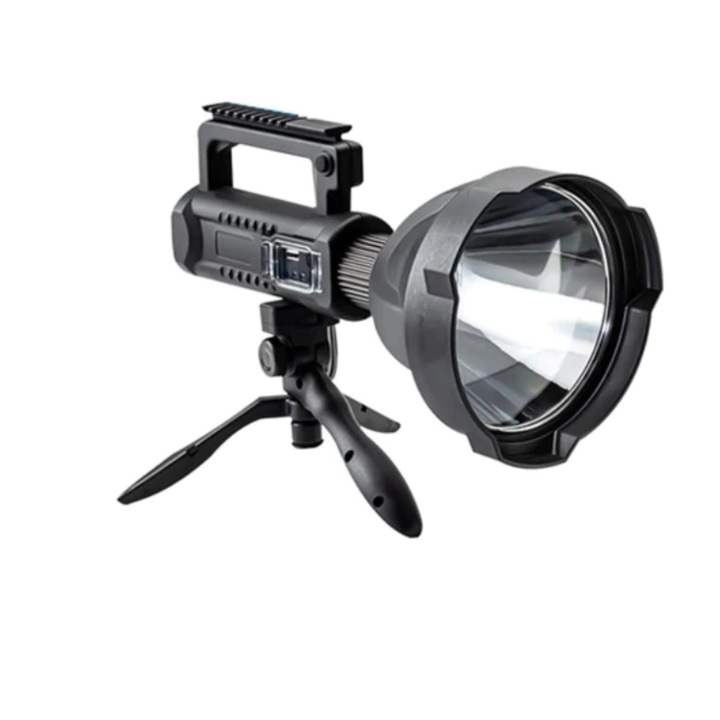 Мултифункционално фенерче, статив, презареждаемо, USB зареждане, LED, 4 режима на осветяване, индикатор за батерията, Power Bank, Saiconcept®, черен