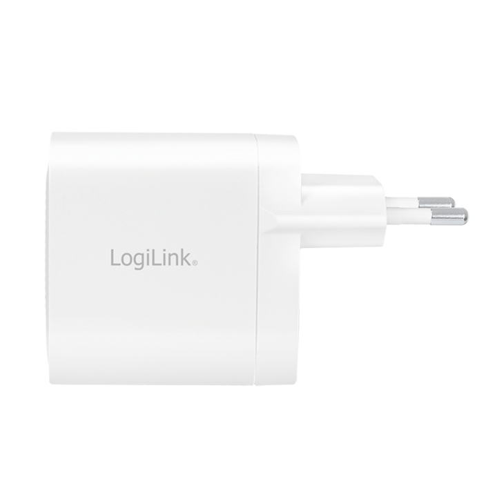 Alimentator retea 220V LOGILINK, universal, 2 x USB-C, maxim 11V/1.8A, GaN 40W, suport OCP/OVP/OHP/SCP, alb
