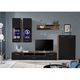 Living/Biblioteca KringX Maia, Stejar/Negru lucios, 285 x 190 x 40 cm, include iluminare LED