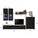 Living/Biblioteca KringX Maia, Stejar/Negru lucios, 285 x 190 x 40 cm, include iluminare LED