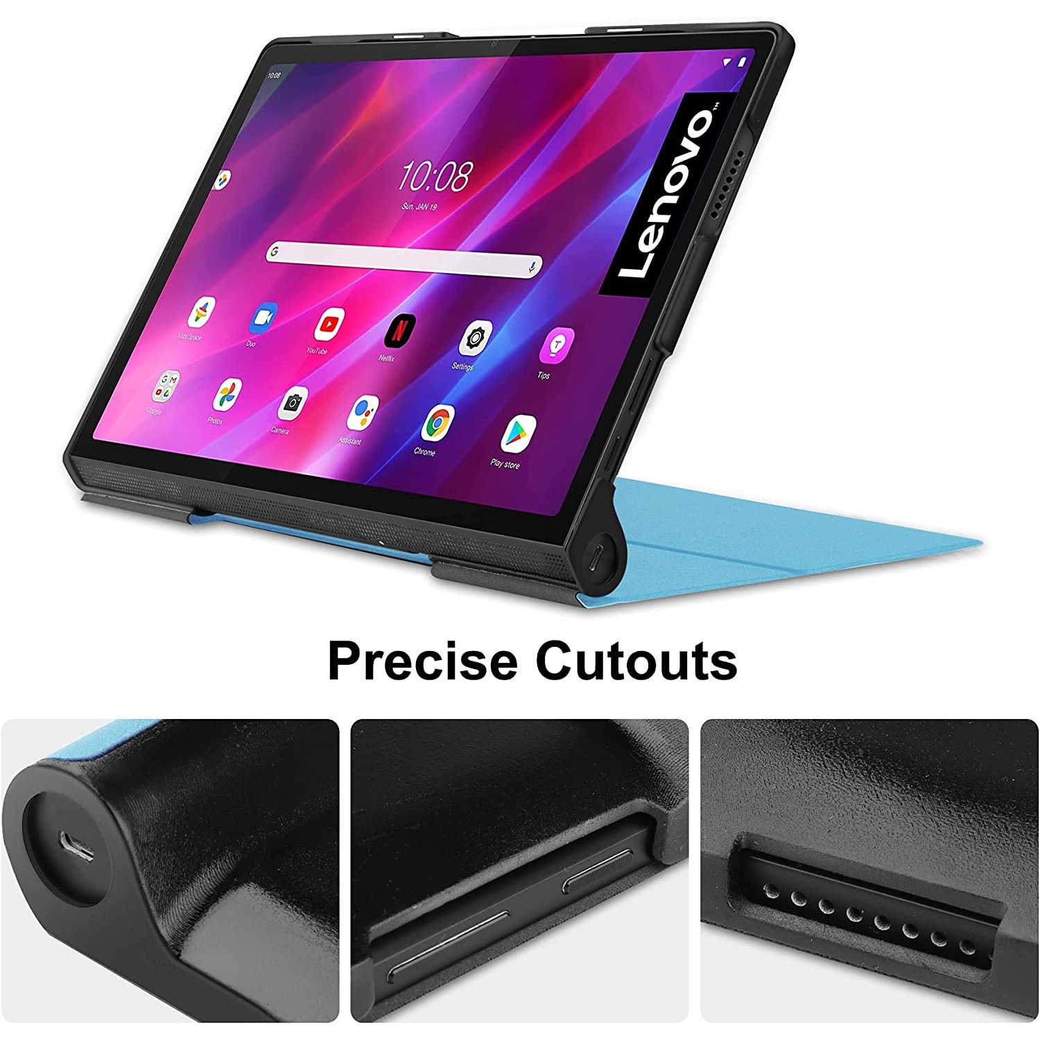 Husa Smart Cover, Sigloo, pentru tableta Lenovo Yoga Tab 11 YT-J706F 11 inch 2021, Model Blue Sky