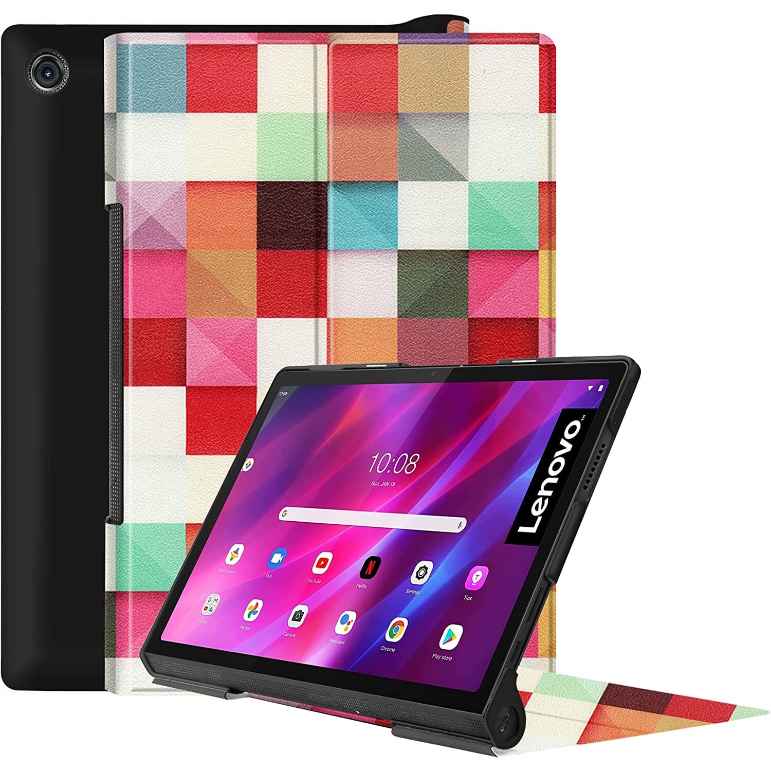 Husa Smart Cover, Sigloo, pentru tableta Lenovo Yoga Tab 11 YT-J706F 11 inch 2021, Model Mosaic