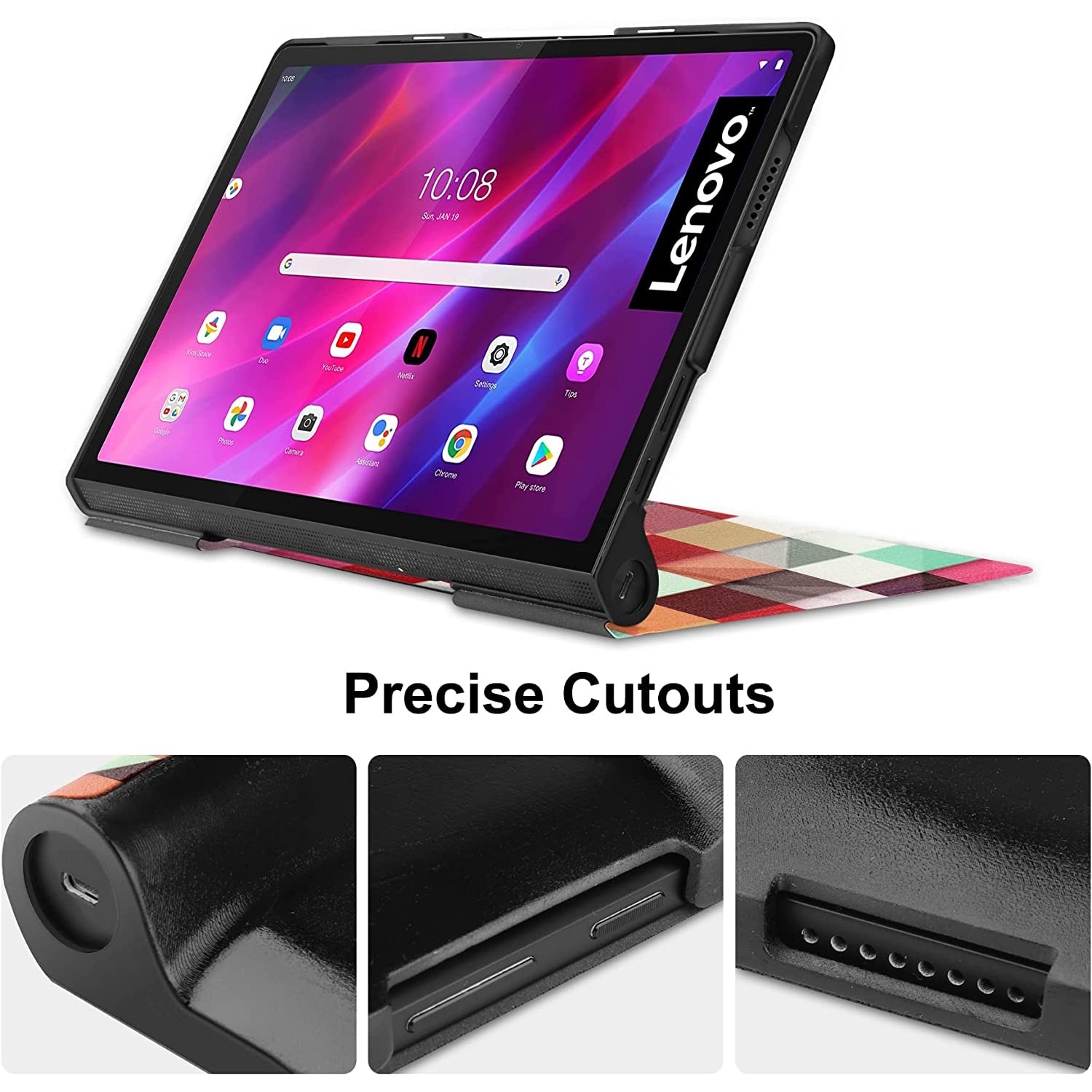 Husa Smart Cover, Sigloo, pentru tableta Lenovo Yoga Tab 11 YT-J706F 11 inch 2021, Model Mosaic