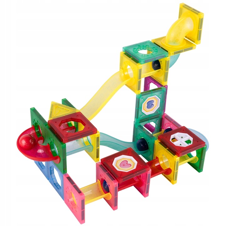 Комплект 3D образователни и творчески строителни магнитни фигури за деца, Glow Goods, множество възможности за творческо изграждане, 78 елемента, многоцветен