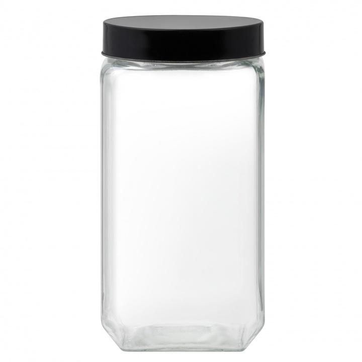 Borcan depozitare patrat cu capac negru 2.2L, DOMOTTI Milos
