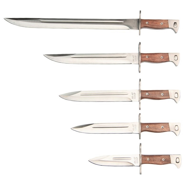 5 db-os Depox®, Ak Mission vadászkés készlet, rozsdamentes acél, barna, tok tartalmazza
