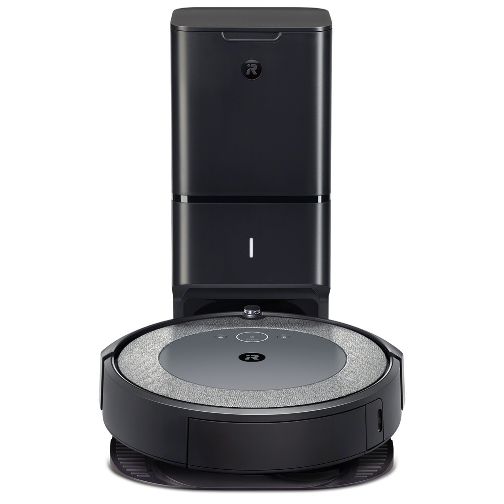 Robot aspirator cu baza descarcare iRobot Roomba i5+ i5656, Li-ion, 26Wh, control aplicatie cu harta permanenta, golire automata, WiFi, Alexa&Google, 3-Stage Cleaning System, senzori scari, sistem aspirare mecanic+vacuum cu 2 perii, gri