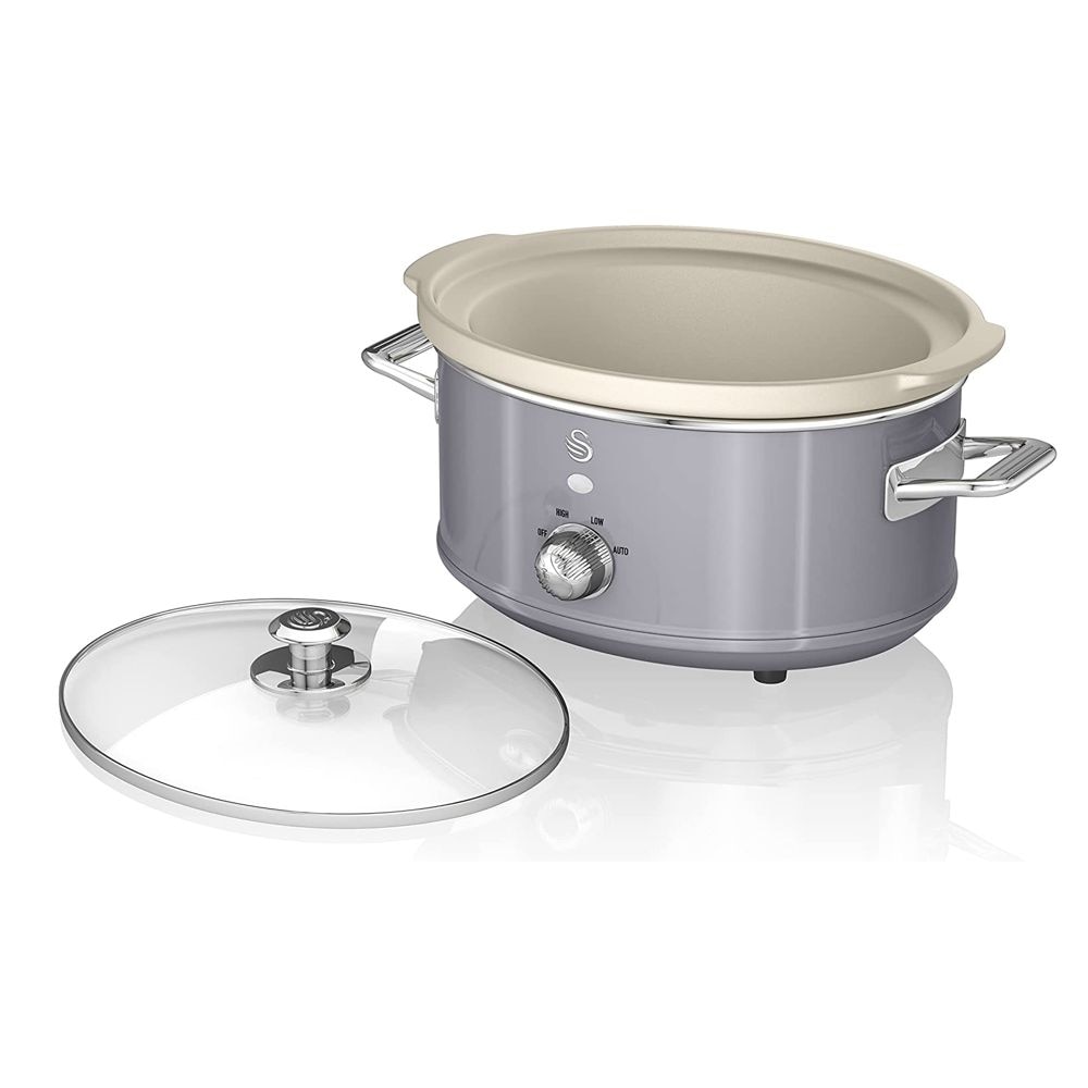 Retro Slow Cooker 3,5L Pentola Rimovibile in Ceramica Antiaderente senza  PFOA SWAN Verde 200 SF17021GNEU