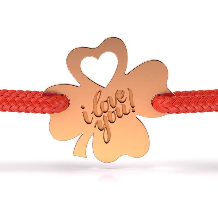 Clover I love you rózsaszín arany karkötő