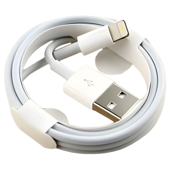 Cablu alimentare si date, USB-A to Litghtning pentru Apple iPhone 6/6S/7/8/X/11/12/13/14 1m, Alb