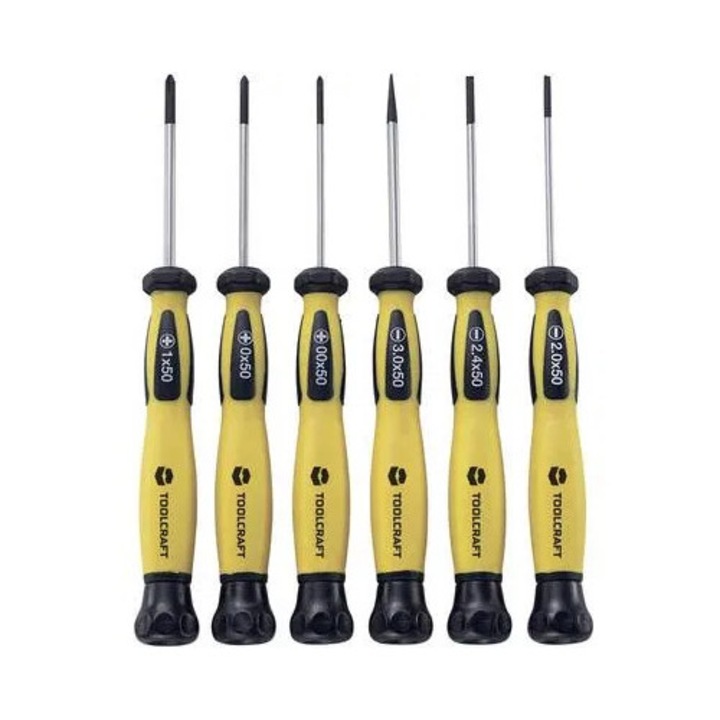 ESD csavarhúzó készlet, egyenes pengéjű és PH kereszethornyú csillag csavarokhoz 6db Toolcraft 814609 (814609)