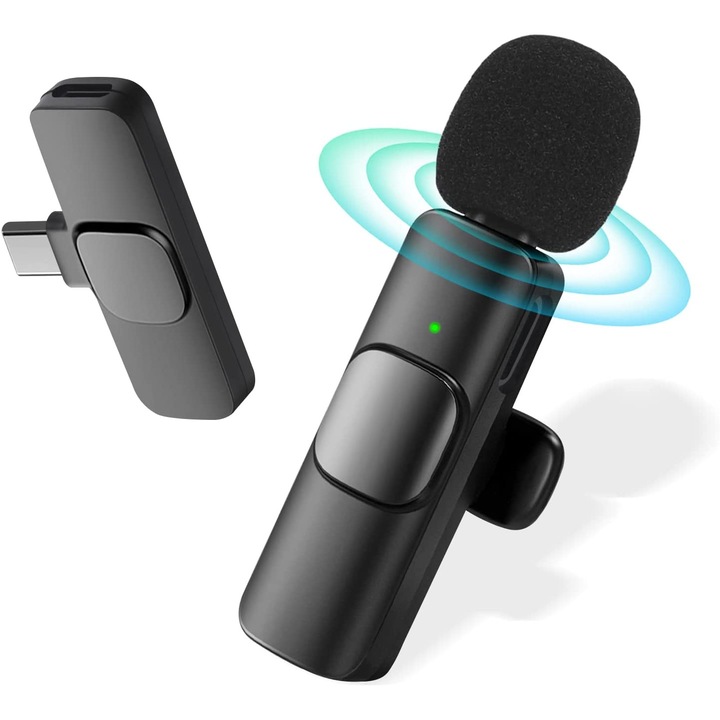 Android kompatibilis vezeték nélküli Lavalier mikrofon USB Type-C Mini Plug-Play mikrofon felvételhez, YouTube, TikTok, Facebook élő közvetítés, automatikus zajcsökkentés