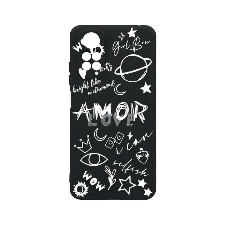 Husa BestCase® Slim SIlicon 0.8MM, Compatibila Cu Xiaomi Redmi Note 11, Goth Love, Rezistenta la uzura, Protectie Camera, c-B 984