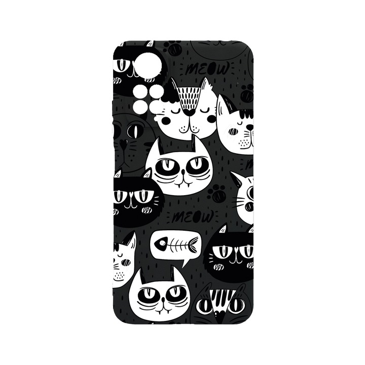 Husa BestCase® Slim SIlicon 0.8MM, Compatibila Cu Xiaomi Redmi Note 11 Pro 4G / 5G, Cool Cats, Rezistenta la uzura, Protectie Camera, c-B 1029