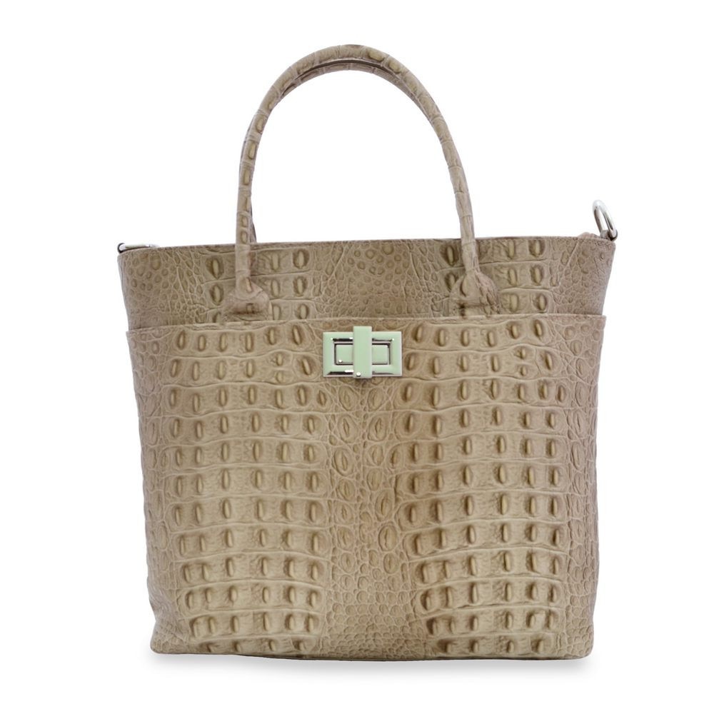 Geanta office Live With Me, de dama, piele naturala, culoare taupe