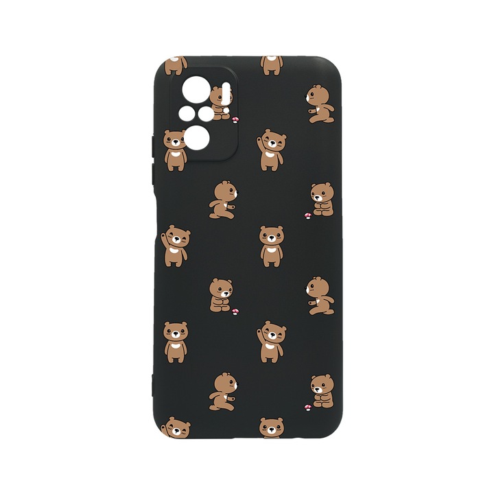 Силиконов калъф BestCase за Xiaomi Poco M5s, Teddy Bear Pattern, 0.8MM Slim, Camera Protection, Black Silicon Series, c-B 970