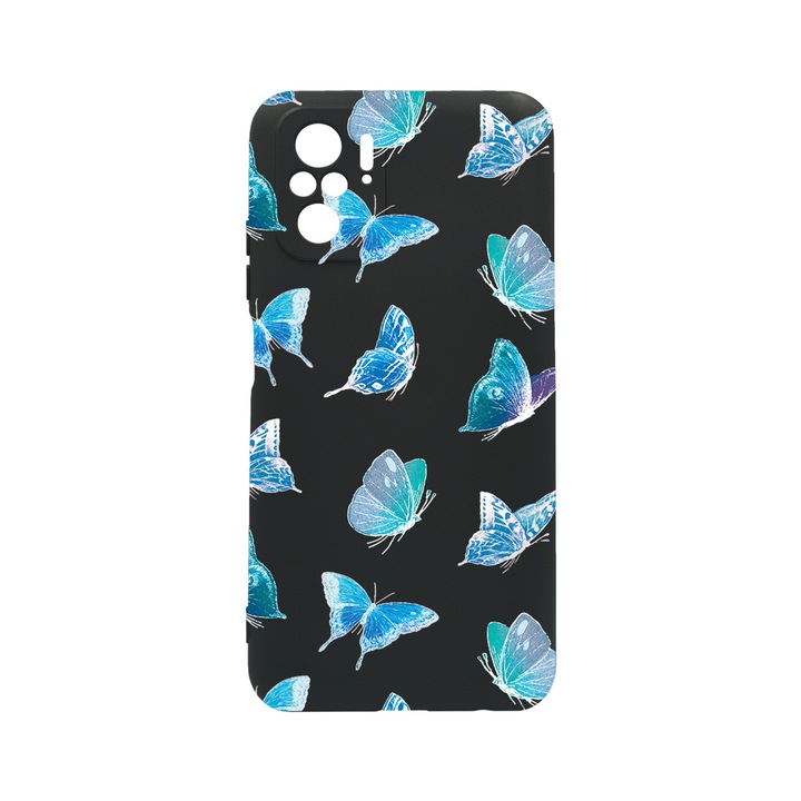Силиконов калъф BestCase за Xiaomi Poco M5s, Butterfly Pattern, 0.8MM Slim, Camera Protection, Black Silicon Series, c-B 1012