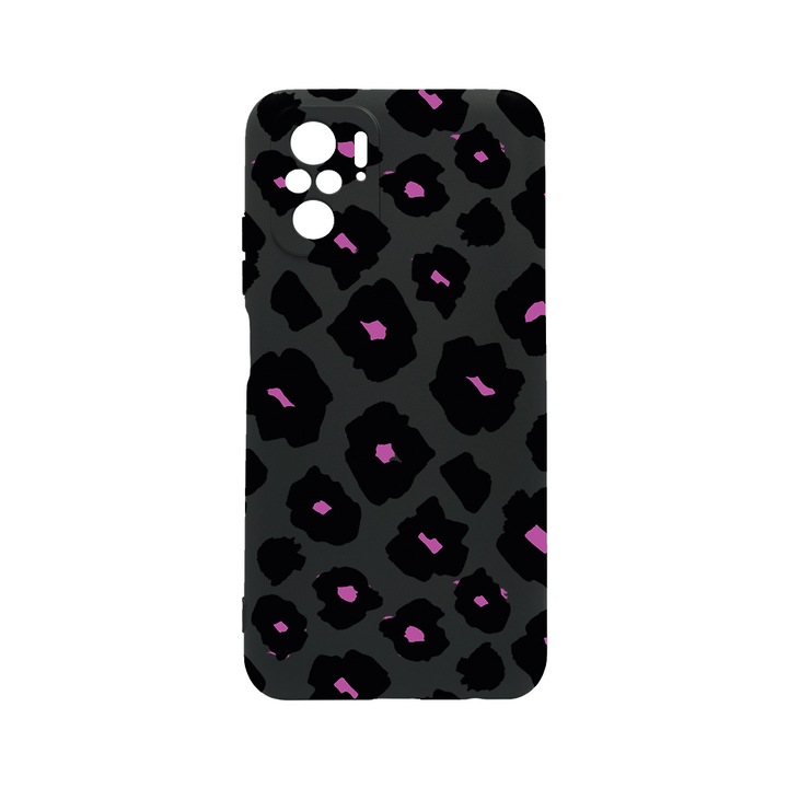 Силиконов калъф BestCase за Xiaomi Redmi Note 10 4G, Burgundy Leopard Pattern, 0.8MM Slim, Camera Protection, Black Silicon Series, c-B 1040