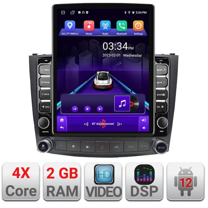 Специализирана навигация Lexus IS 2005-2011 K- IS TESLA тип екран 9.7" с Android Радио Bluetooth Интернет GPS WIFI 2+32 DSP Quad Core