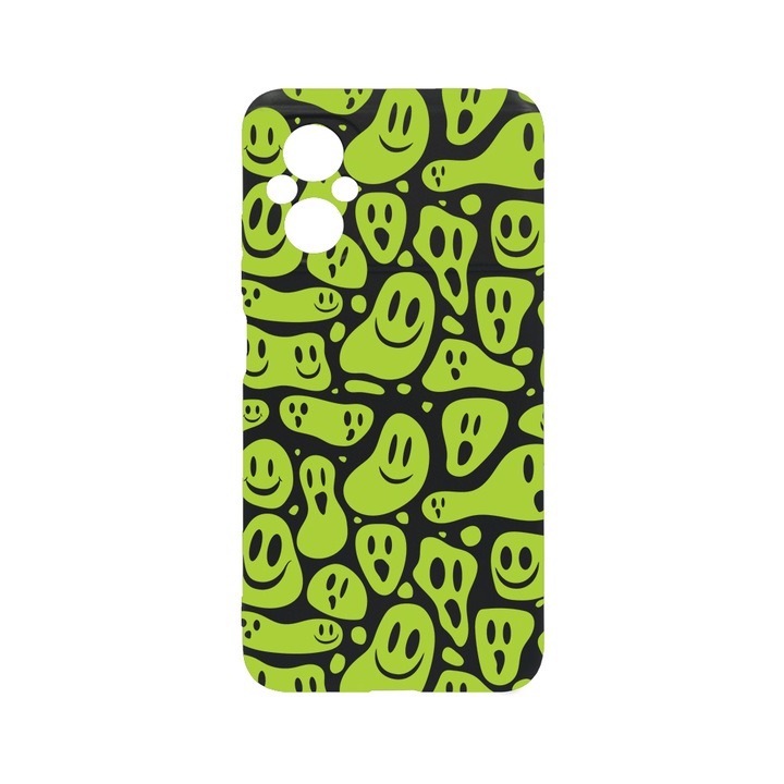 Силиконов калъф BestCase за Xiaomi Poco M5, Green Acid Smiley, 0.8MM Slim, Camera Protection, Black Silicon Series, c-B 1051