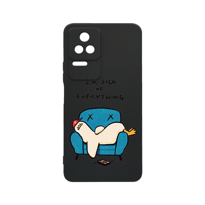 BestCase Slim Silicon 0.8MM telefontok, Xiaomi Poco F4, I'm Sick Of Everything, Kamera védő, c-B 1017