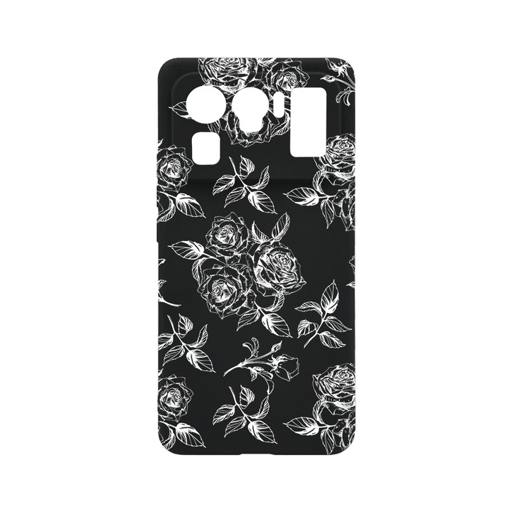BestCase Slim Silicon 0.8MM telefontok, Xiaomi Mi 11 Ultra, Black Roses, Kamera védő, c-B 1045