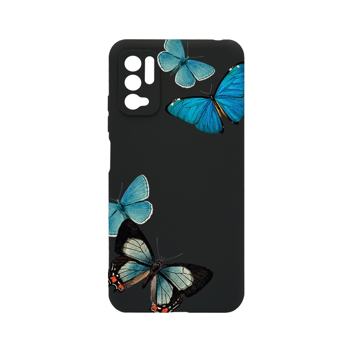 BestCase Slim Silicon 0.8MM telefontok, Xiaomi Redmi Note 10 5G, Beautiful Blue Butterflies, Kamera védő, c-B 991