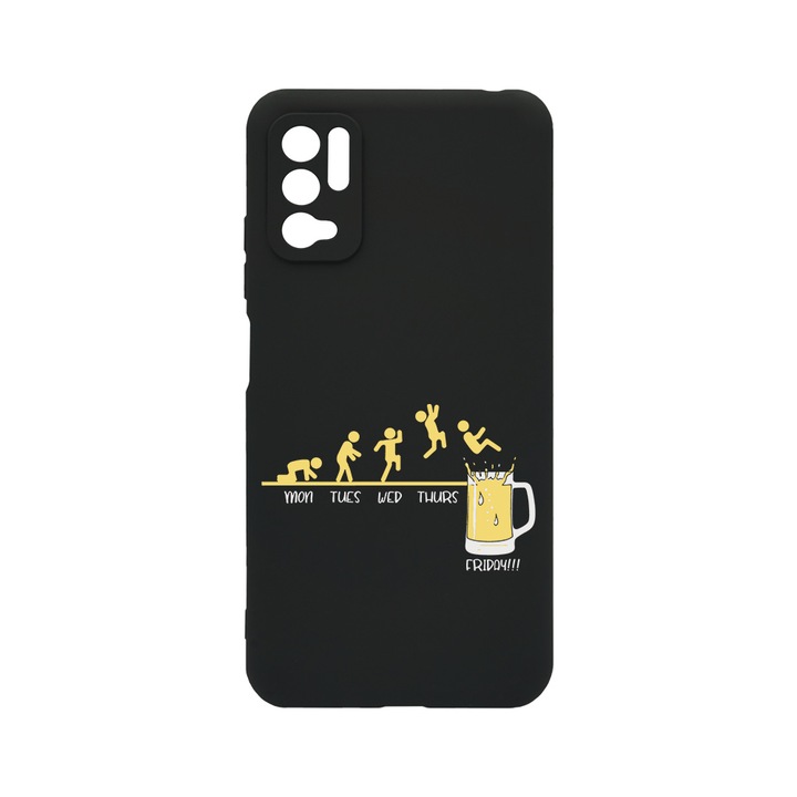 Силиконов калъф BestCase за Xiaomi Redmi Note 10 5G, Friday Bear, 0.8MM Slim, Camera Protection, Black Silicon Series, c-B 1005