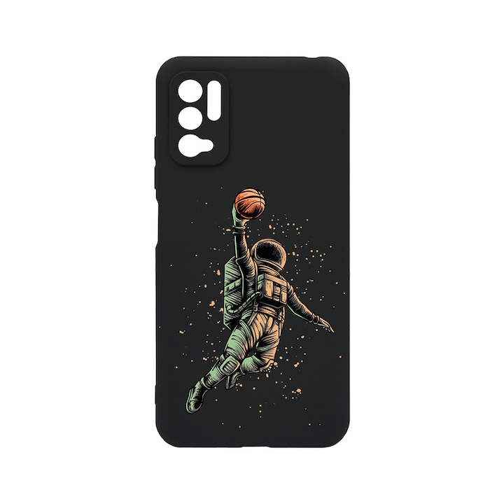 BestCase Slim Silicon 0.8MM telefontok, Xiaomi Redmi Note 10 5G, Astronaut Basketball, Kamera védő, c-B 1003